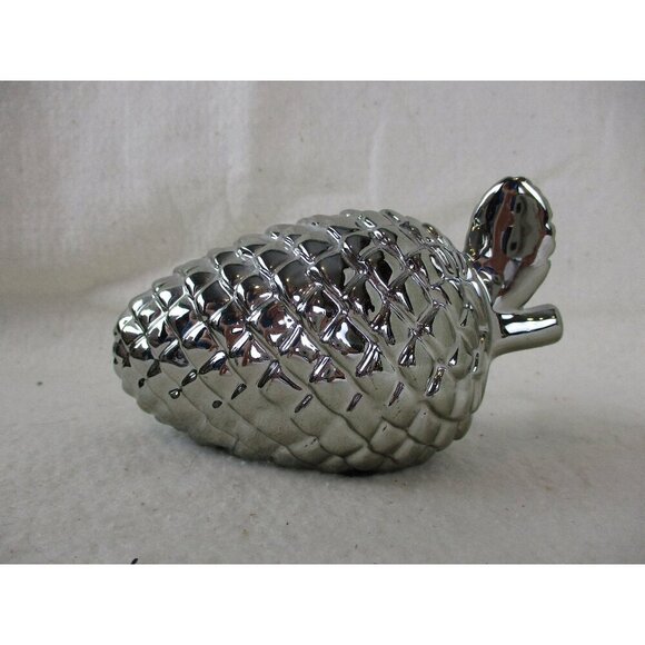 Pinecone tabletop Silver metal forest cabin outdoorsy holiday Christmas décor - Picture 1 of 7